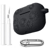 Adorve AirPods Pro 2 Silicone Case Flower Engraved Black Front LED Visible