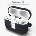 Adorve AirPods Pro 2 Silicone Case Flower Engraved Black Front LED Visible