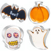 JOB JOL Halloween Cookie Cutters 4 PCS Ghost Pumpkin Bat Skull 3.5-4.5"
