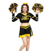 ROC PARTY Women Cheerleader Costume Yellow with Hairpins Pom Poms Size S