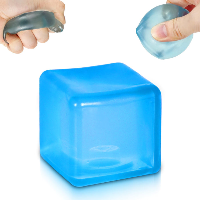 Stress Ball, Medium Cube 5cm(1.98") Fidget Toys, Blue Ice Cube Squishy Cube