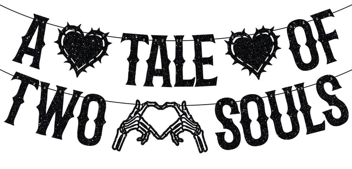 LOVELY BITON A Tale of Two Souls Halloween Wedding Banner Black Paper