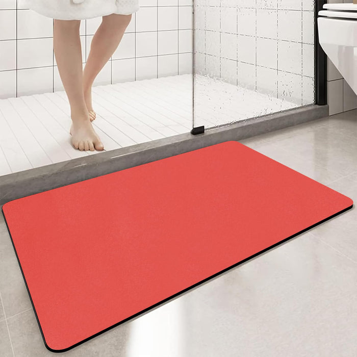 PROOVEELLY Diatomaceous Earth Bath Mat Non Slip Quick Dry Red 15.7x35.4
