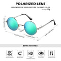 Small Round Polarized Sunglasses for Men Women Circle Retro Shades Metal Hi