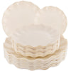 LIYH 24 Pcs Plastic Plates Reusable Scalloped Beige BPA Free 12 Guests