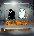 YouerCrystal Halloween Sign Colorful Glass Ghost Decor 3.94 Inch