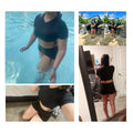 Tumhug Women's High Waist Bikini Set Crop Top Boy Shorts Black Size L