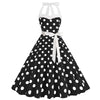 HAPNBCELE Vintage 1950s Halter Polka Dot Dress Black Size X-Large