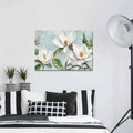 Prime Leader Vintage Framed Canvas Art White Magnolia Flower 12x18