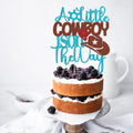 VQOUZVSR A Little Cowboy Is On The Way Cake Topper Blue Glitter Boy