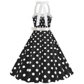 HAPNBCELE Vintage 1950s Halter Polka Dot Dress Black Size X-Large