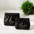 Beyond Shadow Brand Wrinkled 2-Pouch Travel Makeup Bag Black Small & Medium