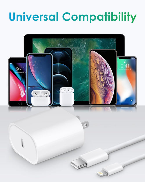 Charger I Phone, 20W Usb C Block With 6Ft Cable Ip 14/14 Pro/14 Plus/14 Pro Max/