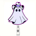 CHAONENG Funny Purple Ghost Nurse Badge Reel Retractable Clip Acrylic ID Holder