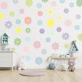 Rapid Decor 32 Pcs Danish Pastel Waterproof Removable Flower Wall Decals