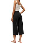 RESHE Womens Capri Pants Wide Leg Drawstring Lounge Yoga Navy Size S