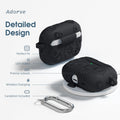 Adorve AirPods Pro 2 Silicone Case Flower Engraved Black Front LED Visible