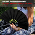 GeGeYa 13inch Large Rave Fan Foldable Hand Fans Black 2 Packs