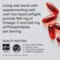 Total Omega-3 Fish Oil 2200mg - Made from Antarctic Krill w/Astaxanthin, Wild Sockeye Salmon & Alaska Pollock - 960mg of EPA & DHA - 120 Softgels