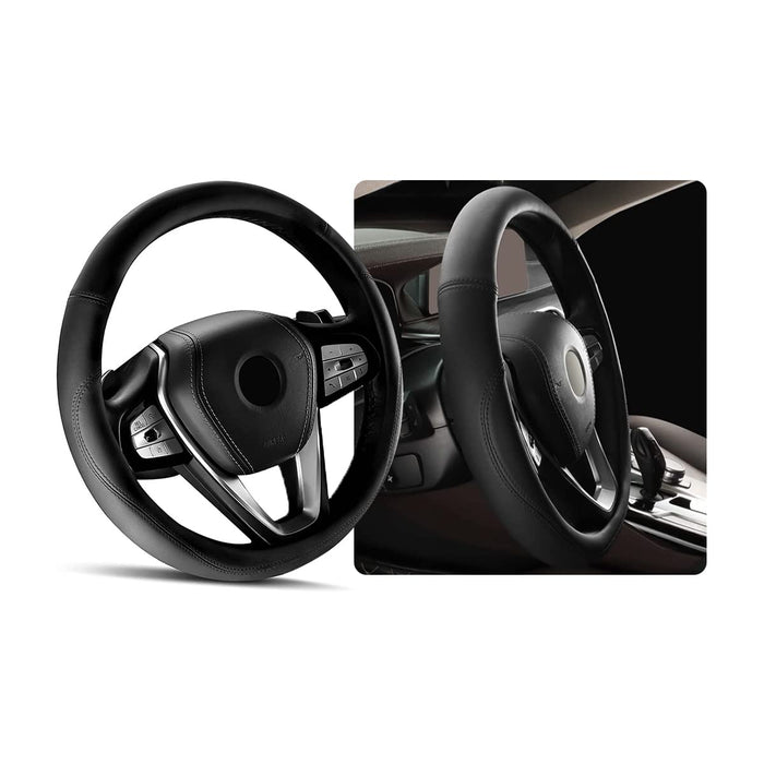 Ziciner Steering Wheel Cover Soft Leather Durable Universal 14.5-15in Gray