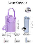 Wandering Nature Insulated Water Bottle Holder Strap 32oz Purple Leather