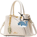 YUEAALK Blue PU Leather Bag Charm Keyring Animal Print Minimalist Womens