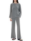 C202 Women's 2-Piece Lounge Set Crewneck Sweatsuit Lava Size L