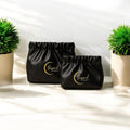 Beyond Shadow Brand Wrinkled 2-Pouch Travel Makeup Bag Black Small & Medium