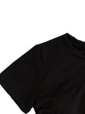 Tumhug Women's High Waist Bikini Set Crop Top Boy Shorts Black Size L