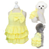 Wiz BBQT Chihuahua Yorkie Dog Dress Sleeveless Ruffles Bow Yellow Size L