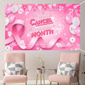 MEHOFOND Breast Cancer Awareness Banner Pink Ribbon Party Decoration Pink