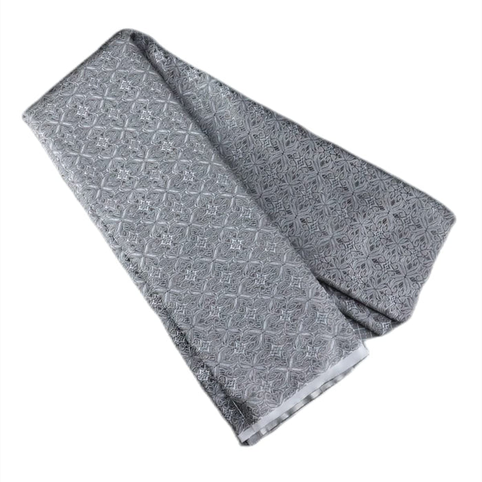 Tinakim Jacquard Brocade Faux Silk Fabric Grey Cut by The Yard