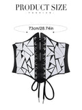 Asooll Punk Black Leather Corset Belt Lace Up Sequin Waist Belt Size S
