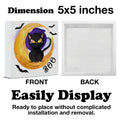 Hijie Halloween Black Cat Bat Wooden Sign Decor 5x5 Inches Indoor