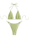GORGLITTER Women's Lace Bikini Set Halter Triangle Thong Green Frill Size XL