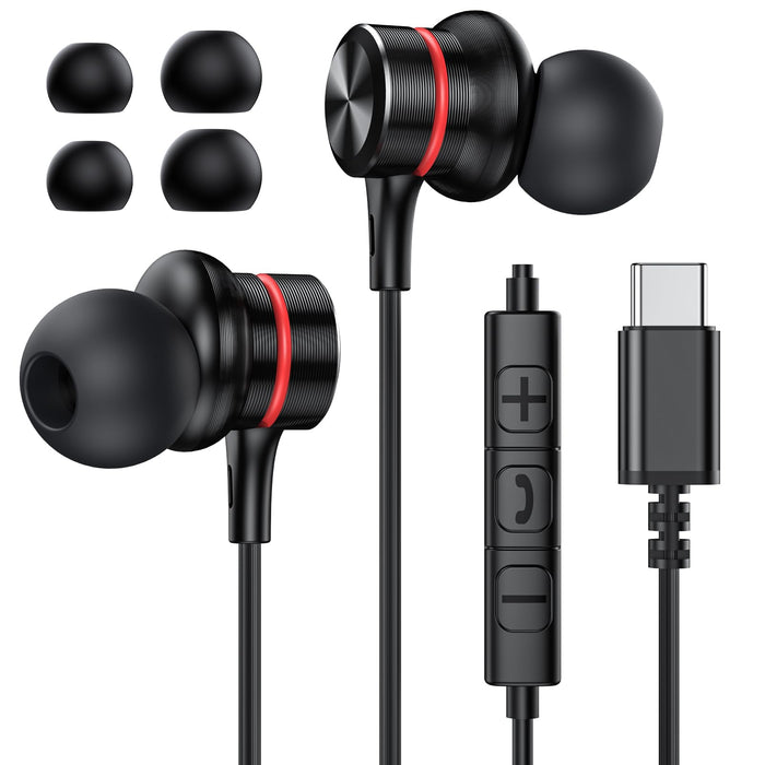 Earphones HiFi Stereo — Wired In-Ear Type C Headphones with Mic & Volume Control