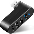 4-Port USB 3.0 Hub [90°/180° Degree Rotatable], USB Splitter with PD-in 5W USB C