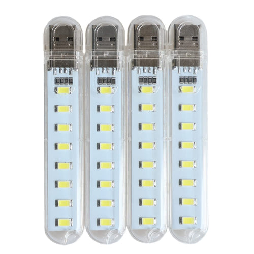 LED Light Stick 4 Pack — Portable 8-Bead White Night Light for Power Bank, Power