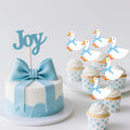 JDIYMI One Silly Goose Cupcake Topper Baby Shower Birthday Party 20pcs Blue