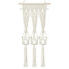 Briful Macrame Wall Hanging Shelf Cream-White with 3 Glass Vases Boho Decor