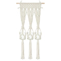 Briful Macrame Wall Hanging Shelf Cream-White with 3 Glass Vases Boho Decor