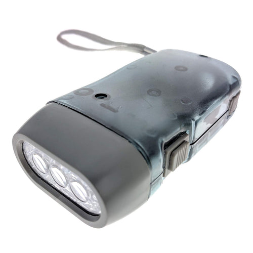 Hand Crank Flashlight — 3 LED No Battery Emergency Light, Hand Powered Torch