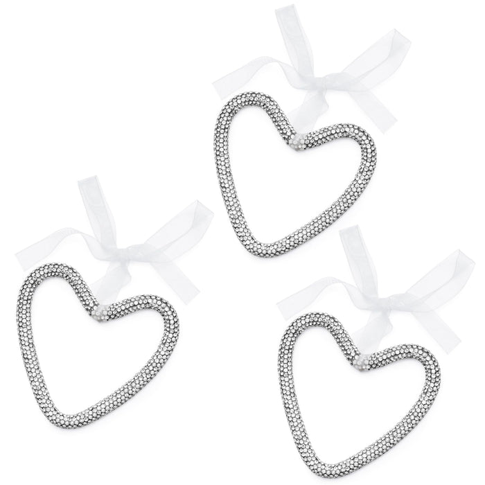 Mrchtmas Christmas Silver Bow Ornament 2025 Heart Rhinestones 1 Pc