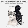 Livresse Fox Lace Feather Masquerade Mask Black Elastic Strap One Size