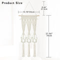 Briful Macrame Wall Hanging Shelf Cream-White with 3 Glass Vases Boho Decor