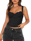 REORIA Women's Lace Bustier Crop Tank Top Black Size XL