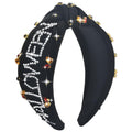ABONDEVER Halloween Headbands Women Black Rhinestone Beaded Boo Pumpkin