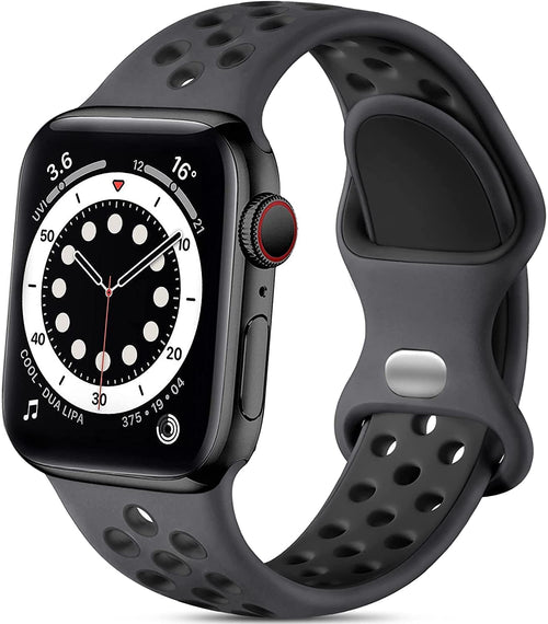Watch Silicone Sport Band Black — Soft Breathable Strap for Series 3-11, SE & Ul