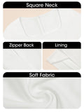 Wenrine Womens Long Sleeve Mini Dress Square Neck A Line White Size S