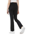 Kirinkylin Girls Flare Leggings 2 Pack V Cross Bootcut Pockets Black Size 10-11